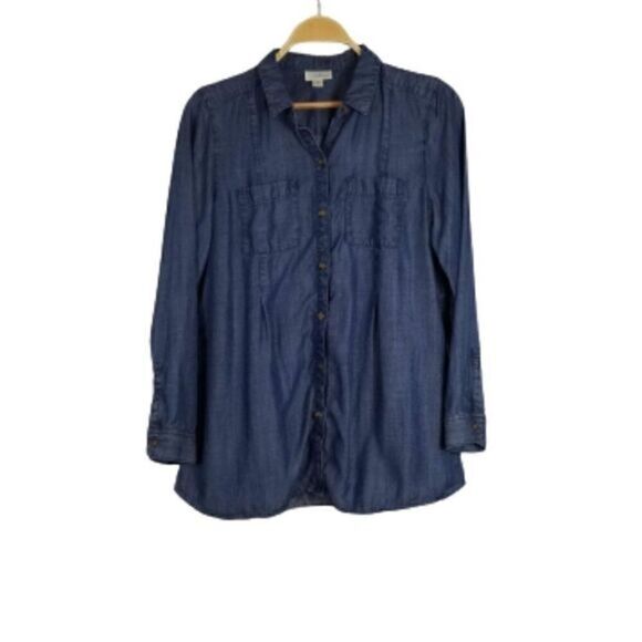 J. Jill Blue Chambray Button Down Shirt - Picture 1 of 5